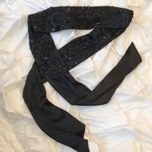 Belt - satin beaded tie belt